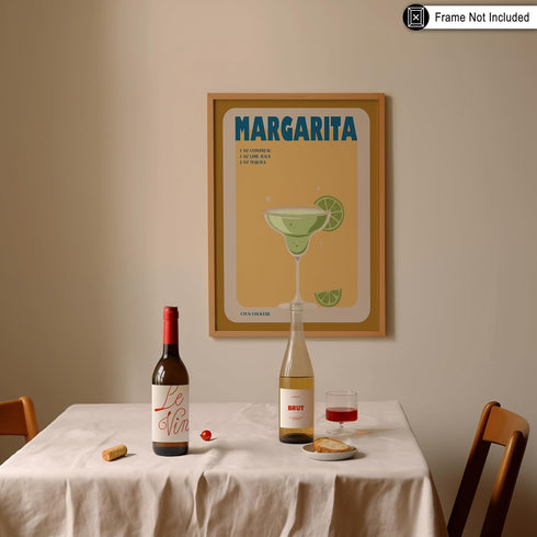 Poster Master Margarita Poster: Retro Cocktail Recipe Print for Aesthetic Kitchen or Restaurant Decor