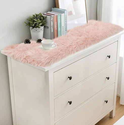 36 inch Summer yuboo Small Blush Pink Table Runner Short, Spring Fluffy Nightstand Dresser Runners Scarf for Bedroom