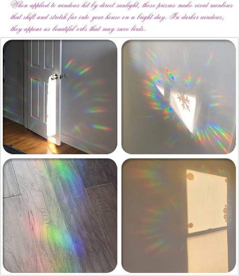 Rainbow Cloud Window Clings - 24 Pcs Non-Adhesive Vinyl Decals, Bird Strike Deterrent Stickers for Indoor Glass Decor