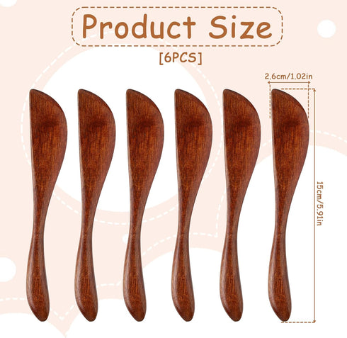 6Pcs Wooden Butter Knife, 5.9 Inch Jelly Cheese Spreaders Jam Sandwich Spreaders Cream Spreader Mini Wooden Spatulas Condiment Knives for Kitchen Restaurant(6Pcs) by Molain