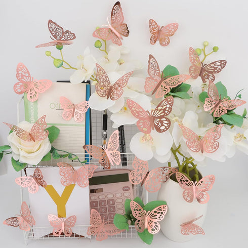 36 3 3 3D Pcs Butterfly Wall Decor, Styles Sizes Rose Gold Butterfly, Wedding & Birthday Party Decorations, Girls