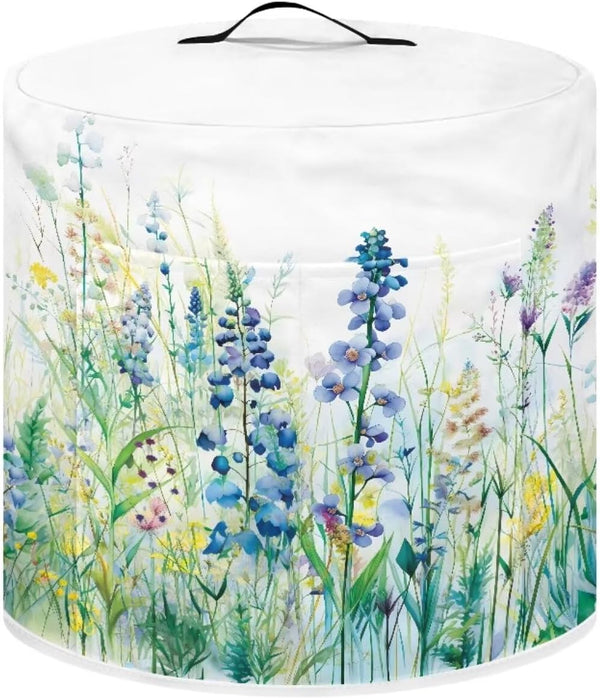 Watercolor Floral Dust Cover for Air Fryer, Kitchen Appliance Cover with Pocket and Top Handle, 6 Quart