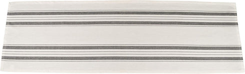 Gray Beige Stripped Farmhouse Cotton Table Runner, Dresser Scarf, Rustic Décor (17Wx54L)