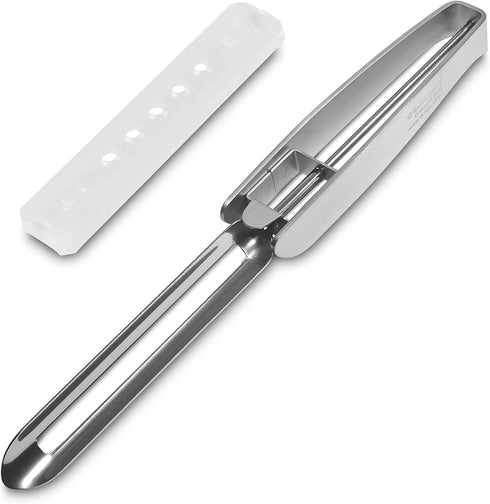 Long Vegetable Peeler, 8.5 Inch Stainless Steel with Plastic Safety Cover, Seki Japan