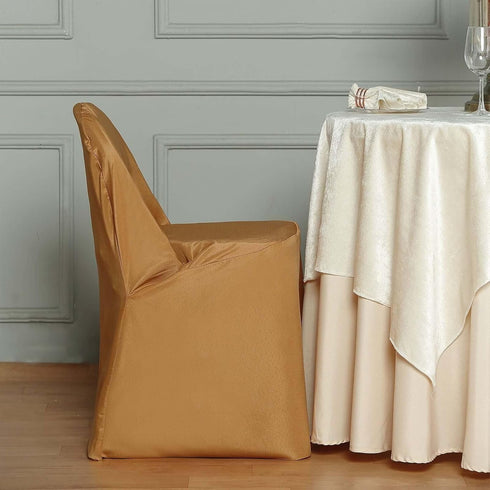 5 Efavormart PCS Gold Linen Polyester Folding Chair Covers for Dining Chairs Party Wedding Banquet Outdoor Event