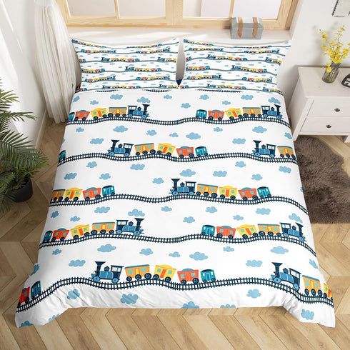 Set Sets 1 Erosebridal Kids Train Duvet Cover Twin for Boys Girls Cartoon Car Bedding Steam Engine Bed Railway Vehicles