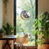 Iznomo Cat Suncatcher - Sun Catchers Indoor Window, Celestial Stained Glass Window Hanging Decor with Star & Bookshelf