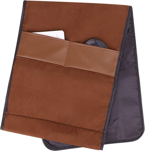 Leather Sofa Armrest Organizer with Pockets, Non-Slip Remote Control Holder for Couch, Armchair, Cell Phones, Magazines