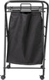 2 Household Essentials Rolling Laundry Hamper, Heavy Duty Canvas Bag, Load Capacity, Foldable Frame, Black Bag