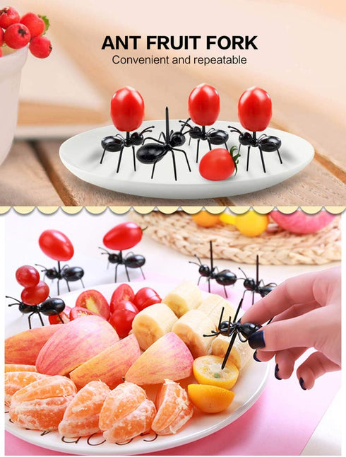 Ant Toothpicks Fruit Dessert Fork - 24Pcs Reusable Animal Appetizer Forks with Storage Box for Kitchen Party