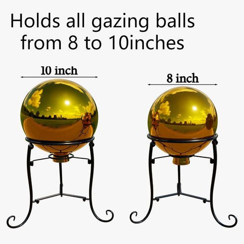 10" 8-10 inch 8" 8" 10" Tall Gazing Ball Stand for Balls, Black Metal Gazing Globe Display Holder Stands for Outdoor