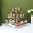 Gonice 3 Tier Acrylic Display Riser, Display Stand for Amiibo Funko POP Figures, Corner Shelf for Living Room