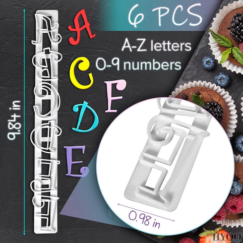 "Fondant Letter Cutters for Cake Decorating - Plastic Alphabet Cutters A-Z and 0-9 Numbers (9.84\" L 0.98\" W)"