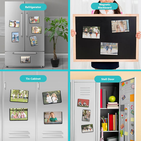 Magnetic Picture Frame, 10 Pack - Reusable 4"x6" Magnetic Photo Frames with White Border for Home & Office