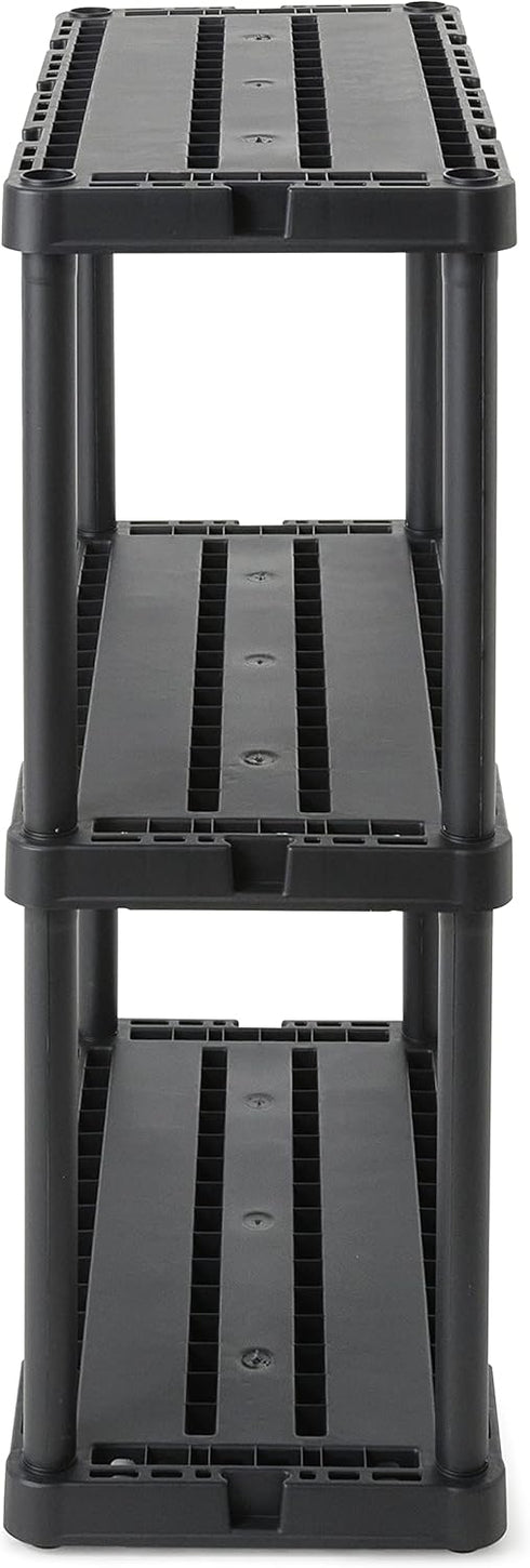 Gracious Living 3 Shelf Knect-A-Shelf Solid Light Duty Storage Unit 12 x 24 x 33 for Home, Garage, Basement