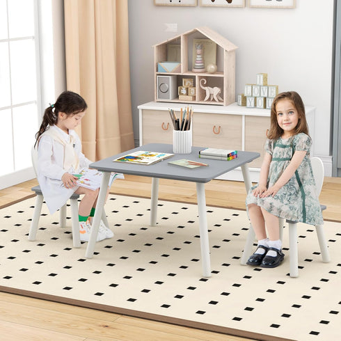 Set, 2 Set, 3 Set HONEY JOY Kids Table and Chair Children Wooden Activity Table & Chairs Solid Wood Legs, Easy