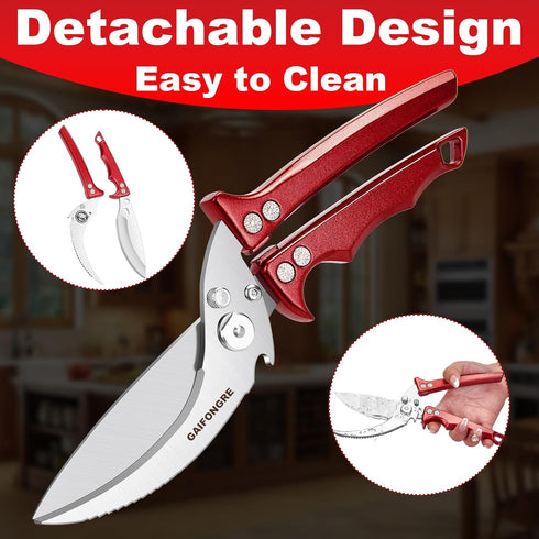 Heavy Duty Poultry Scissors - All Purpose Kitchen Shears for Chicken, Fish & Meat - Easily Separable, Dishwasher Safe