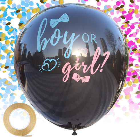 Thickened Gender Reveal Balloon - 2pcs Confetti Balloons with Pink and Blue Confetti – 36 Inch for Photos