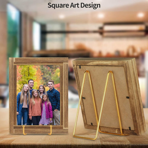 IBosins 5 Pack 6 Inch Metal Gold Frame Plate Holder Display Stands for Pictures, Books, Collectibles