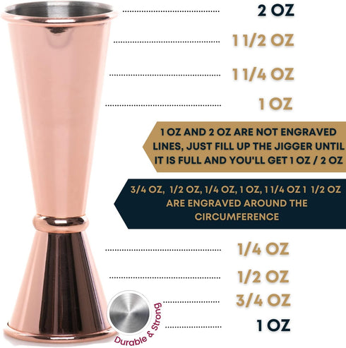 BARIANTTE Cocktail Jigger for Bartending, 2 oz 1 oz Japanese Measuring Shot Glass in Rose Gold