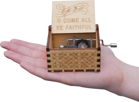 Small O Come All Ye Faithful Wood Music Box, Gifts for Christian Women Men, Religious Wooden Boxes Presents