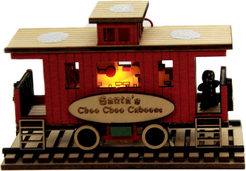 Ginger Cottages Santa’s Choo Choo Caboose Illuminated Ornaments for Christmas Tree