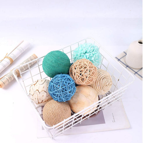 9pcs 3.5 Inch Fall Decorative Ball Orb Rattan Woven Orbs for Home Party Wedding Display Decor Props