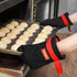 Silicone Oven Mitts - Magnetic Heat Resistant Kitchen Mitts, Black Cotton Anti-Slip for Cooking, Baking, Grilling