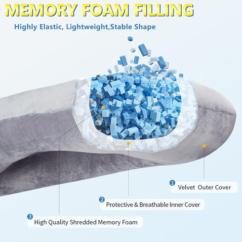 60 inch) Shredded Memory Foam Body Pillow, Pregnancy Pillows for Sleeping, Maternity Pillow for Pregnant Women, Memory