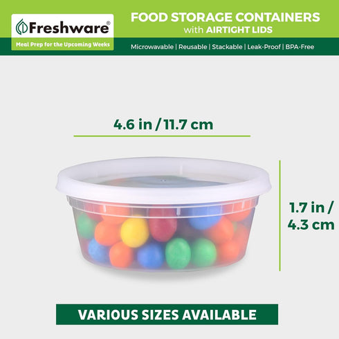 Freshware 50 Set Food Storage Containers, 8 oz Plastic Deli Containers with Lids for Slime, Soup & Meal Prep