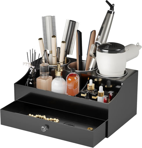 Hair Tool Organizer, Acrylic Blow Dryer Holder Stand for Straightener and Curling Storage, Bathroom Vanity Countertop