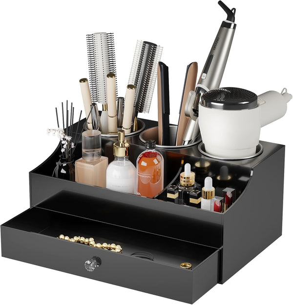 Hair Tool Organizer, Acrylic Blow Dryer Holder Stand for Straightener and Curling Storage, Bathroom Vanity Countertop