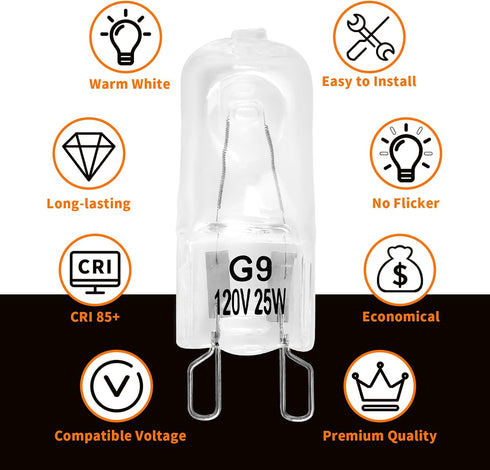 Belleone W10709921 Light Bulb - 120V 25W Halogen Fit for Whirlpool Microwave, KitchenAid, Maytag, Jenn-Air, 4 Pack