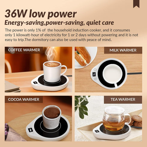 3 Settings, 4H Mug Warmer, Upgrade Coffee Warmer & Cup Warmer for Desk with Temperature More Hot Coffee Mug Warmer