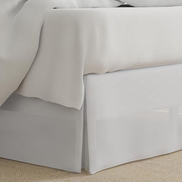 Luxury Hotel Tailored Bed Skirt, Box Pleats, Twin Size, 14 Inch Drop, White