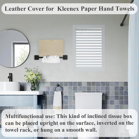 Haecsfl Towel(1-Beige) Leather Cover for Disposable Paper Hand Towel Box, Compatible with Kleenex Paper Hand