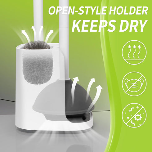 Set IVYROLL Toilet Brush and Plunger Hidden, S-Shaped Toilet Brush Plunger Combo, Perfect for Homes, Apartments