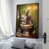 FireDeer Funny Bathroom Canvas Wall Art - Dog Reading Newspaper on Toilet Poster Humor Painting for Farmhouse Decor