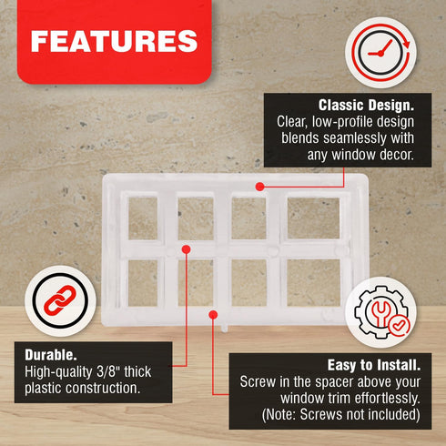 Amazing Drapery Hardware Bracket Spacer Blocks, 8ct, Durable Clear Plastic for Blinds and Shades