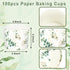 100Pcs Eucalyptus Leaf Paper Baking Cups Green Gold Foil Leaves Cupcake Wrappers Scalloped Edge Cupcake Muffin Cases for Wedding Birthday Party by JarThenaAMCS