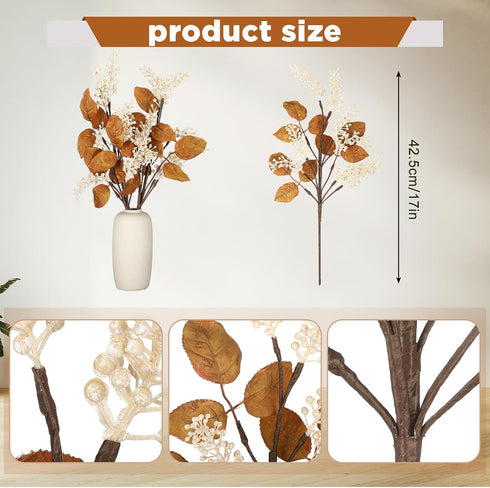 Thiccywoov 6 Pack Artificial Fall Berry Stems Fall Floral Picks for Floral Arrangements for Autumn Thanksgiving Home