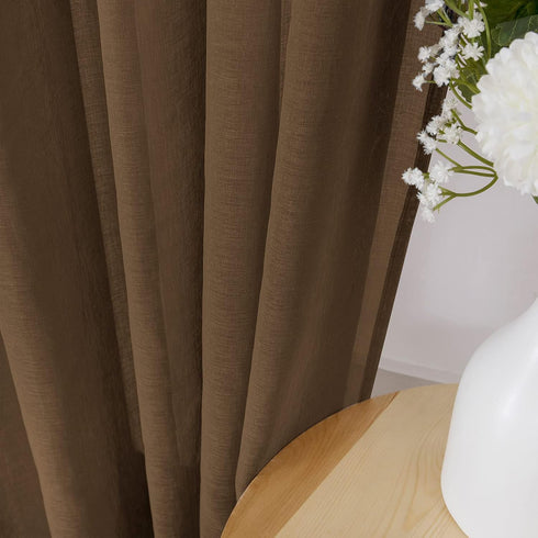 Tollpiz Sheer Tier Curtain Set of 2 Panels - Linen Textured Light Filtering Rod Pocket Voile Small Curtains for