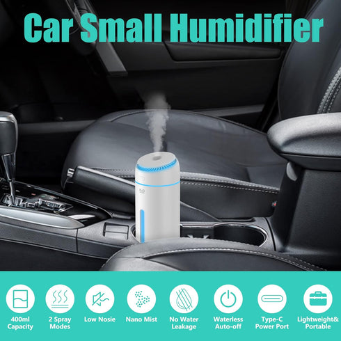 Small Humidifiers for Bedroom Nightstand Room 400ML USB Humidifer Plant Cool Mist Humidifier Easy Clean Travel Mini Portable Personal Desk Car Quiet Auto Shut-off Air Humidifier with Led Lights by HOFULK