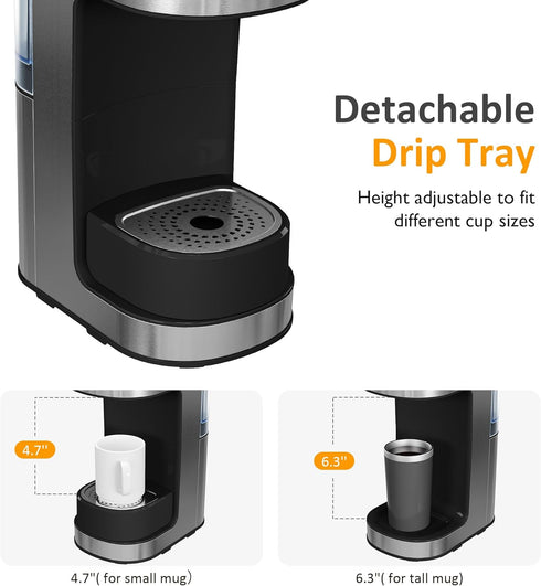3 SUNVIVI Iced & Hot Coffee Maker: Single Serve Coffee Maker with Brewing Options for K Pod, Ground Coffee & Tea