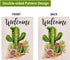 Welcome Cactus Garden Flag - Vertical Double Sided Rustic Farmhouse Flag, 12.5 x 18 Inch Outdoor Decoration