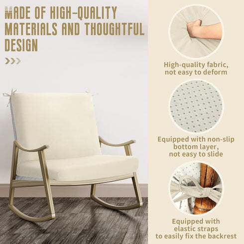 2 (Beige,44'' 21'') Tudomro Pcs Outdoor High Back Chair Cushion Covers (Not Includes Cushion) Waterproof Patio