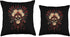 Colorful Native Skull Robotic Skull Indian Feather Headdress Throw Pillow Decor