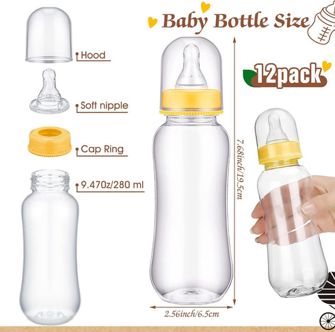 TrelaCo Sets 12 Cool Baby Shower Games Wooden Bottle Chug Sign Rustic Theme Gift and Pcs Baby Bottle Shower Favor