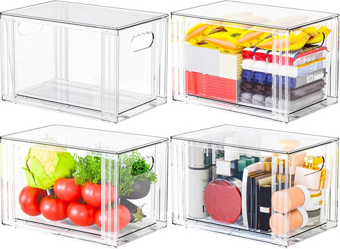 4 Pack Drawers,7.3 Closet SUOXING Clear Stackable Storage High Large Baby Bottle Organizer,Bathroom Organizers