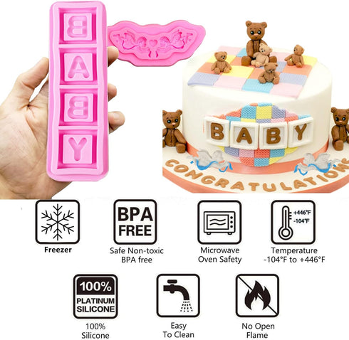 Baby Shower Fondant Molds (5 Pack) - Cute Silicone Chocolate Feet and Clothes Molds for Cake Decorating
